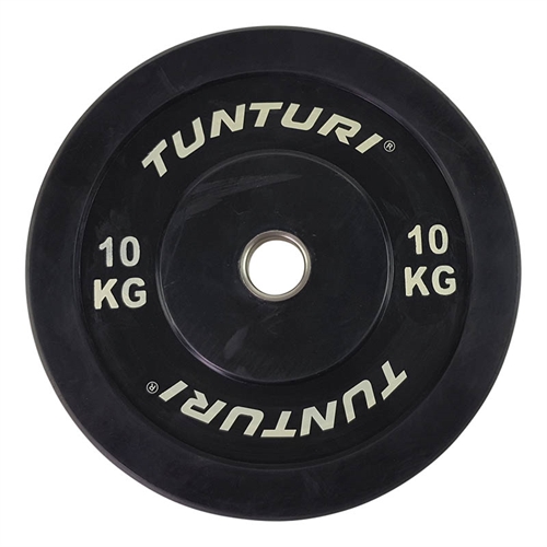 Tunturi Training Bumper Plate 10kg i sort med hvid skrift
